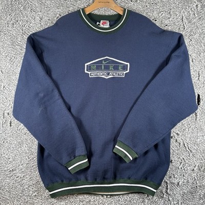 VINTAGE NIKE AUTHENTIC ATHLETIC SWEATSHIRT NAVY BLUE MADE IN USA VTG GYM RUNNING