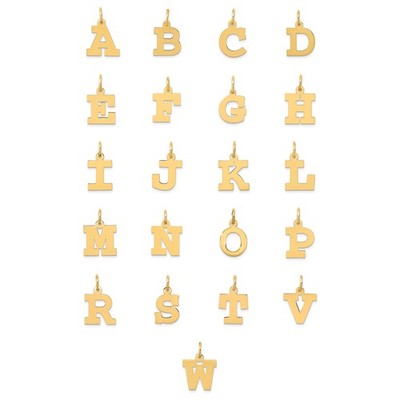 10k Gelbgold poliert Blockschrift kleine Initialen A bis W Anhänger | Wählen Sie Ihre