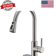 Single Handle High Arc Brushed Nickel Pull Out Kitchen Faucet,Single Level St...