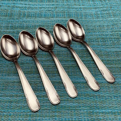 5 Vtg HAKA RONEUSIL Stainless TEASPOONS Germany Flatware