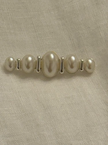 Vintage Signed Napier Pearl Brooch Pin Faux Pearl Gold Tone Costume Jewelry 60s