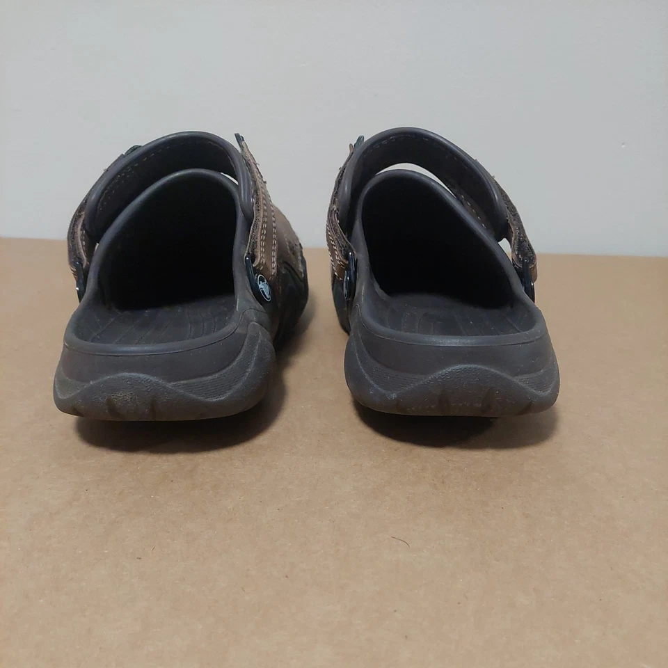 CROCS Swiftwater Brown Leather Slingback Slip On Clogs Men's Size 12 - Image 4 of 4