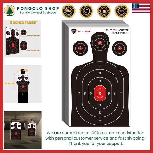 Silhouette Paper Target 17x25 Inch for Pistol Rifle Shooting Indoor Outdoor