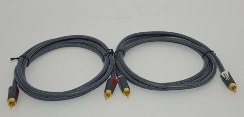 Cavo audio stereo 6 piedi Premium 2-RCA 24K placcato oro maschio/maschio manicotto intrecciato - Foto 4 di 9