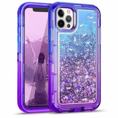 For iPhone 7 8 Plus XR Pro Max 11 12 13 14 Liquid Glitter Shockproof Case Cover