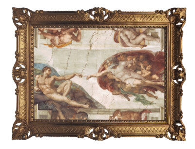 BAROCK BILD LA CREAZIONE DI ADAMO   MICHELANGEL BILDERRAHMEN  90X70 RAHMEN