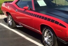 Fits 70 Plymouth Aar Cuda Side Strobe Stripes Kit Mopar 1970 Gloss Black