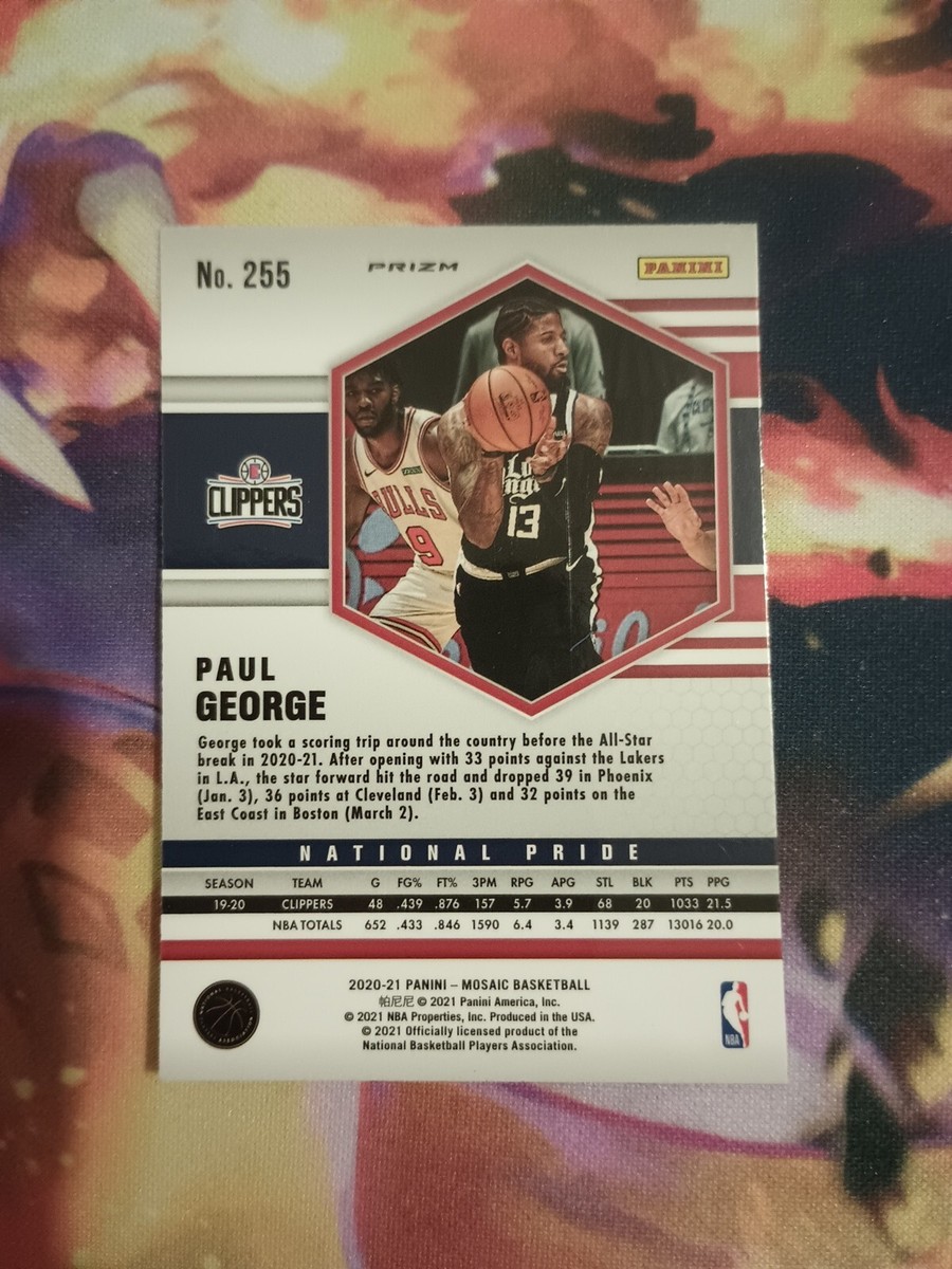 2020-21 PAUL GEORGE PANINI MOSAIC #255 NATIONAL PRIDE PINK SP CARD