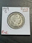 1909 S Barber Silver Half Dollar 50C FINE Condition Coin (Raw11183)