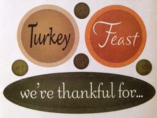 THANKSGIVING FALL Stickers Approx.8-1/2"x11" 24pc Turkey Family Dinner Phrase