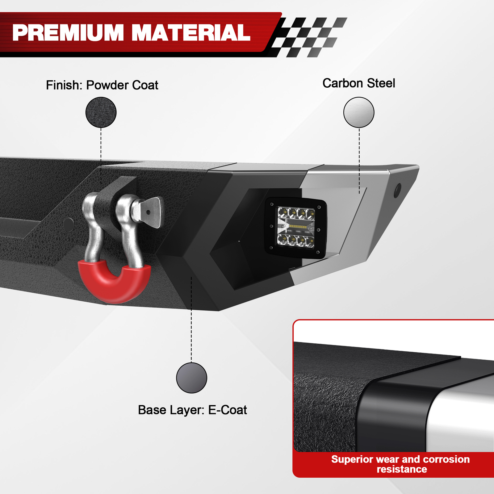 For 2019-2024 Wrangler JL/JLU Front or Rear Bumper W/Winch Plate&LED Lights thumbnail 11