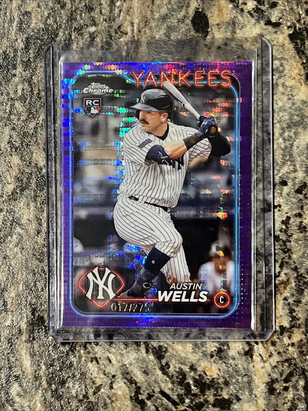AUSTIN WELLS 2024 TOPPS CHROME ROOKIE #281 PURPLE SONAR YANKEES RC /275