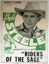 Cowboy BOB STEELE "RIDERS OF THE SAGE" Original 1939 Western Pressbook