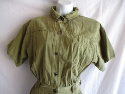 VTG CHEROKEE Denim Shirt Dress Women's Jean Olive Green Short Sleeve Button | eBay VTG CHEROKEE Denim Shirt Dress Women's Jean Olive Green Short Sleeve Button | eBay