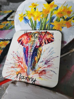 Bunter Elefant personalisiert Muttertag Geschenke Untersetzer 
