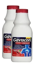 Gaviscon EXTRA STRENGTH LIQUID Cherry Flavor 12oz ( 2 pack ) --