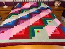 King size log Cabin patchwork quilt J-30