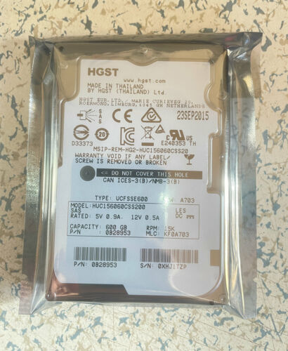 HGST HUC156060CSS200 15K 600GB 2.5" SAS HDD Hard Drive 0B28953 - Afbeelding 1 van 3