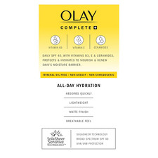 Complete Daily Facial Moisturizer with Sunscreen SPF 40, Fragrance-Free, 6 F...