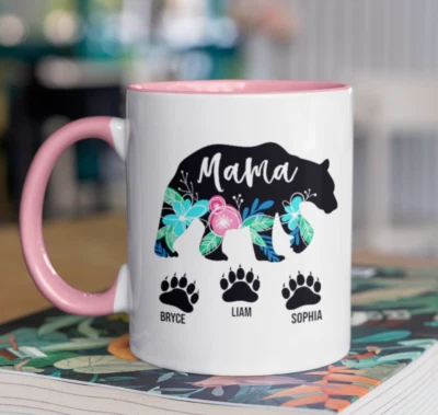 HANDMADE Mama Bear Personalized Mug, Gift For Mom Grandma, Mother's Day Gift