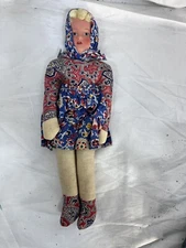 VINTAGE  11" POLISH HAND PAINTED SAWDUST FILLED CLOTH RAG DOLL
