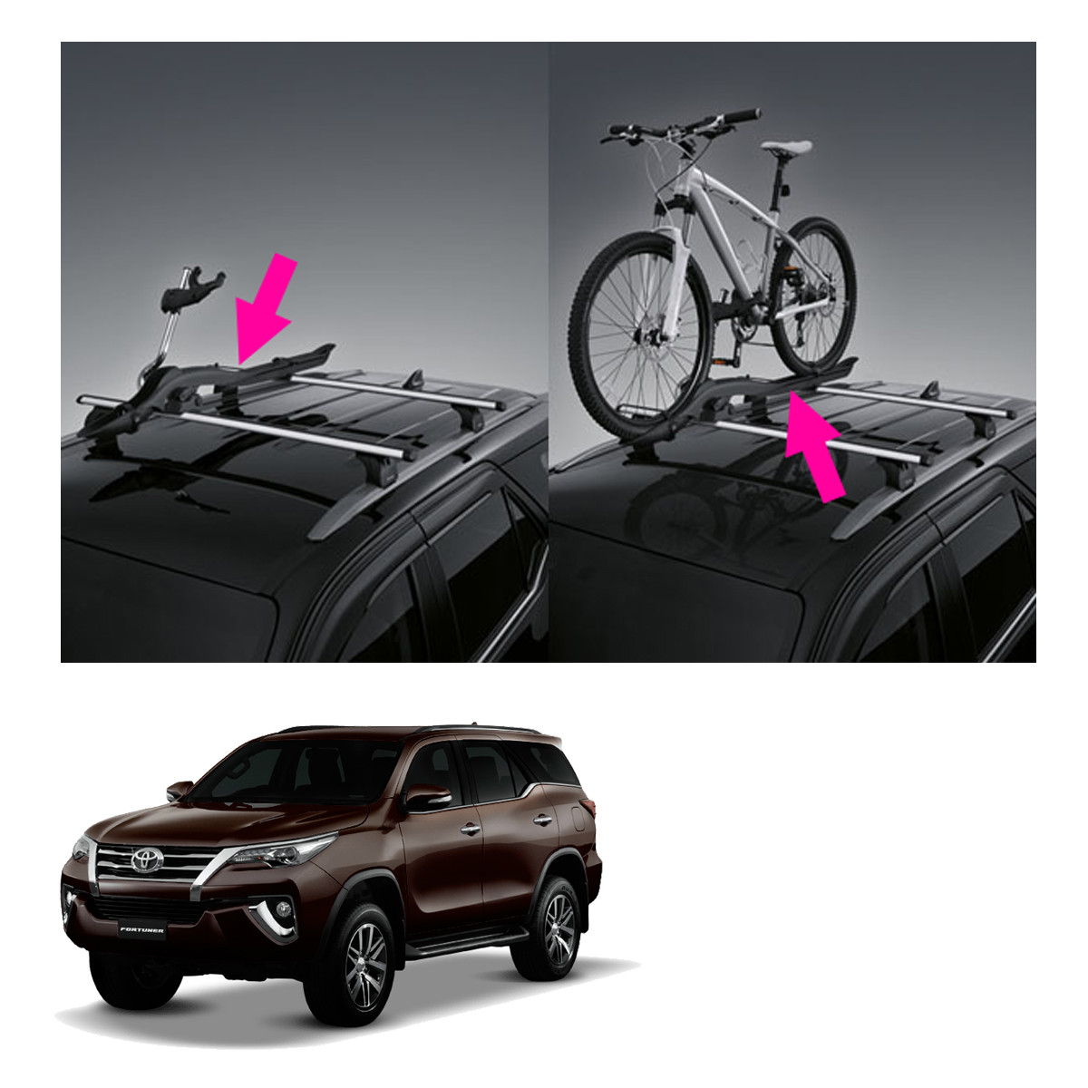 Right Roof Bar Rack Bicycle Holder Black For Toyota Fortuner 2015