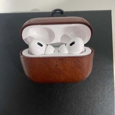 High quality brown leather airpod case