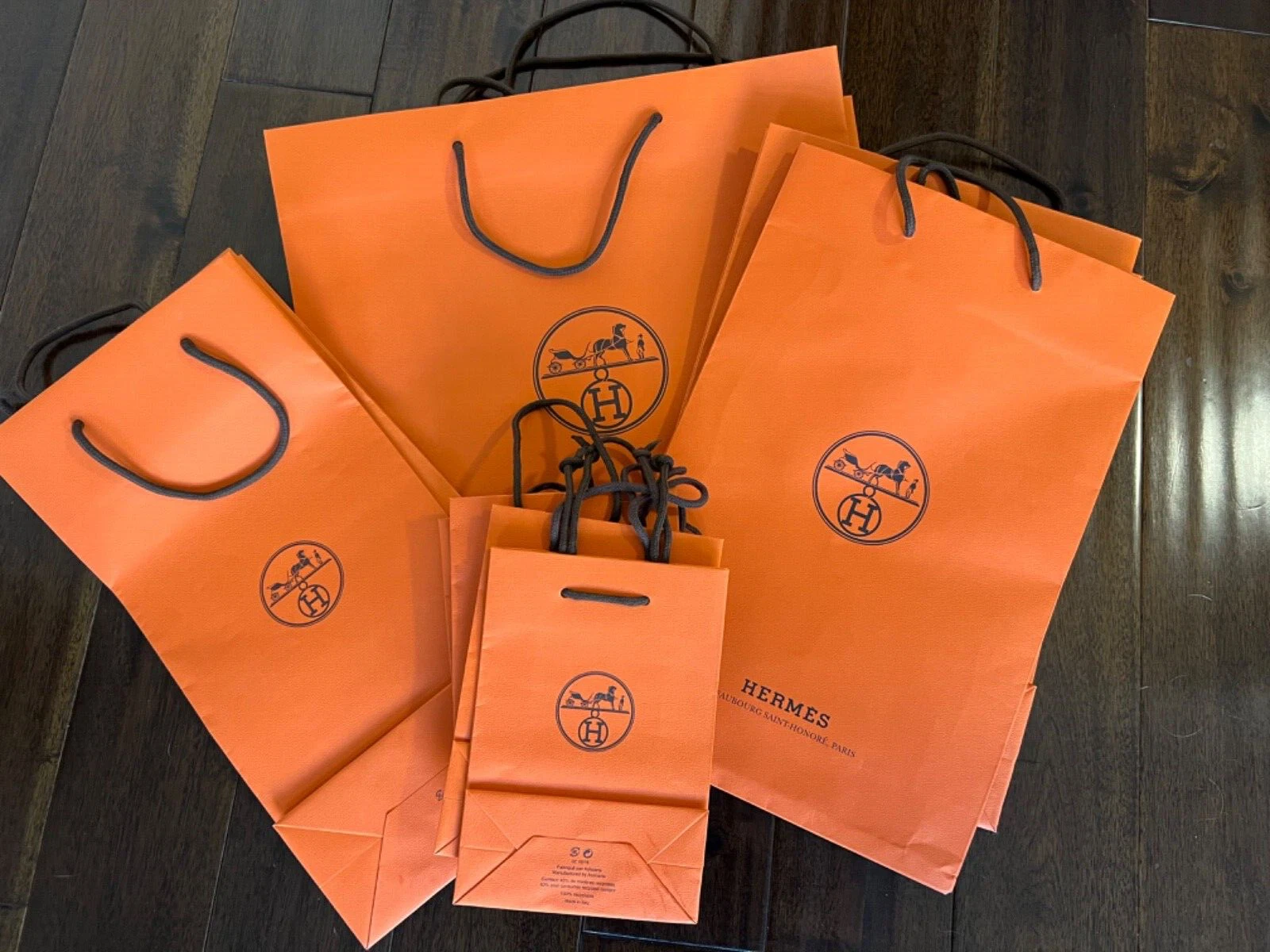 HERMÈS Lotto di 13 borse shopping Hermes autentiche per Kelly Birkin sciarpa scarpe braccialetto