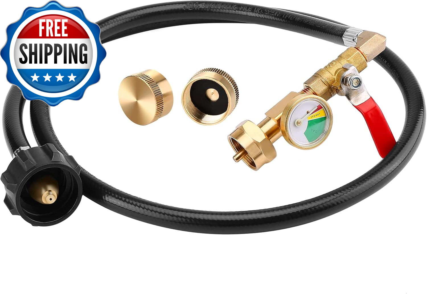 Propane Refill Adapter Hose with Gauge, 4 FT/48 Inch Propane Tank Refill Adapter