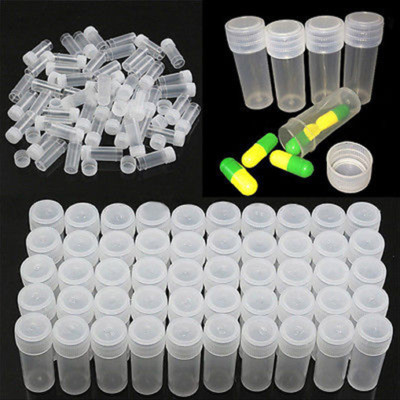 50/100pcs Kunststoff-Probe Reagenzglas Flaschen Fläschchen Lagerung Containern