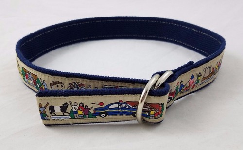 The Belted Cow D-Ring Ribbon Web Belt Blue Festival Parade Kids Youth Boys Girls - Picture 3 of 10