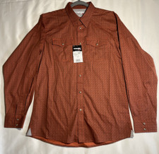Wrangler 20X Boys Orange/Black Western Shirt XXL- 2XL Snap Closure Long Sleeve