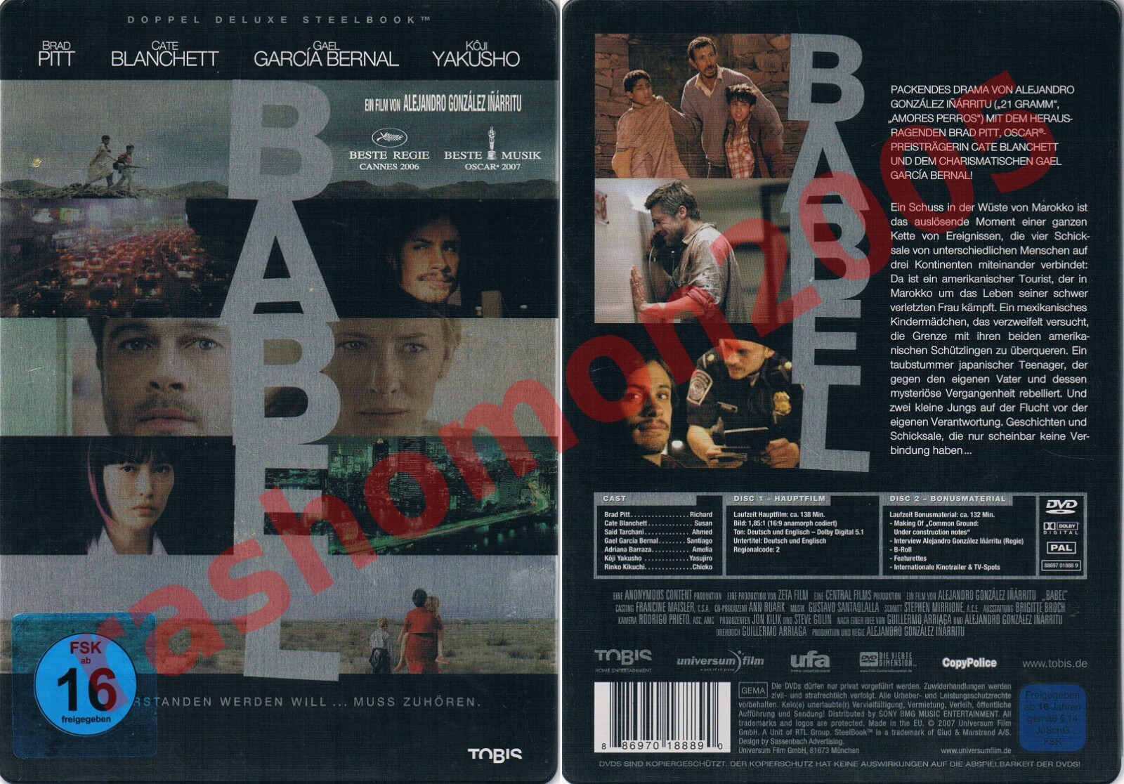 DVD R2 BABEL Brad Pitt Cate Blanchett Alejandro Inarritu SteelBook Region 2 PAL
