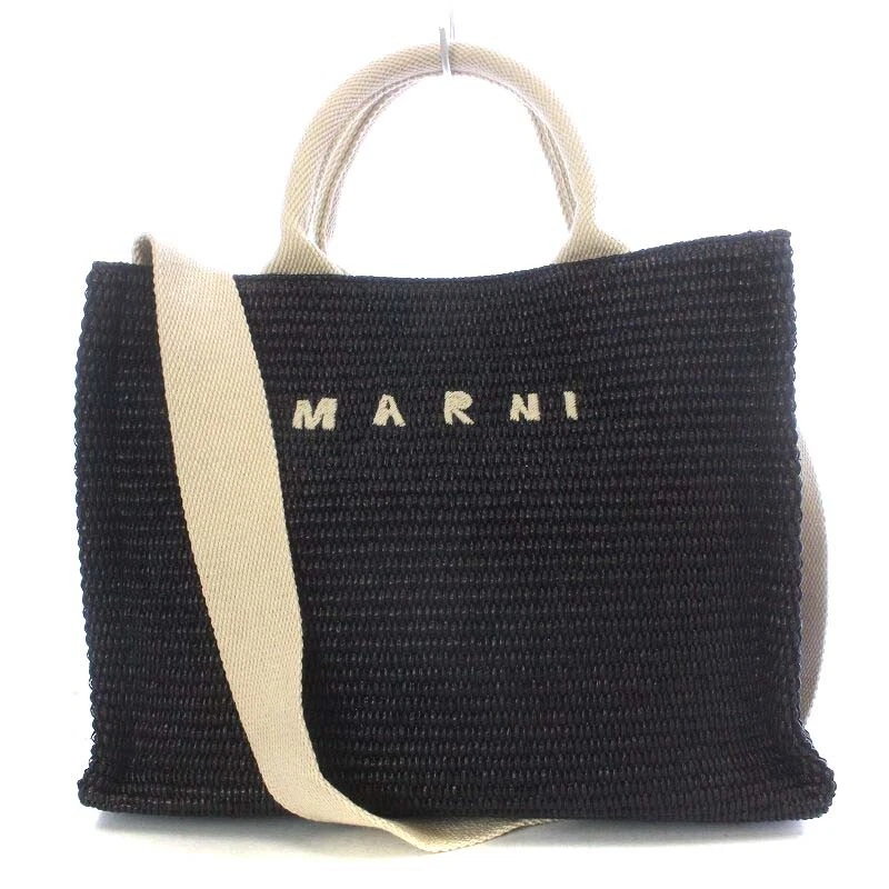 Marni Small Raffia Tote Bag Shoulder 2Way One Black Shmp0077U0 | eBay