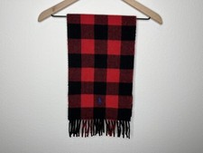 Polo Ralph Lauren Mens Red Plaid Made In Italy Wool Blend Scarf 165CMx25CM NWT