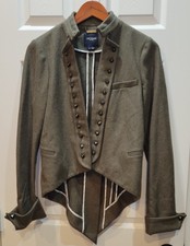 Gryphon New York Military Jacket Wool Blend Butler Tails Studs Green M