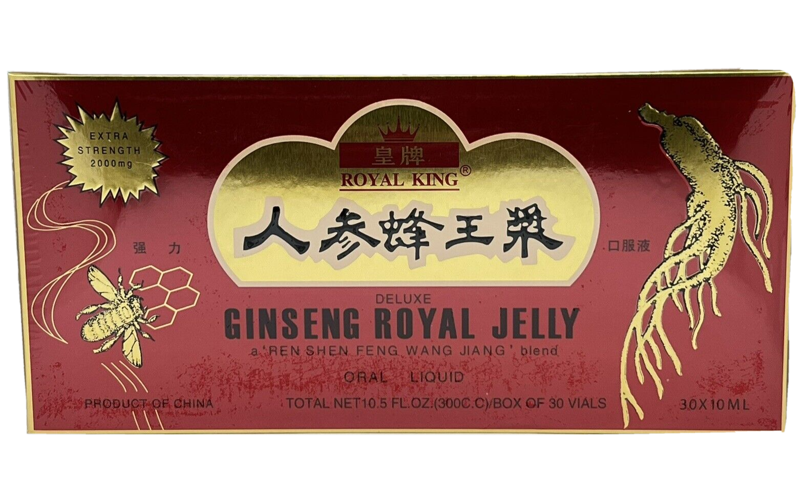 Royal King Deluxe Ginseng Royal Jelly Extra Strength 2000mg Box of 30
