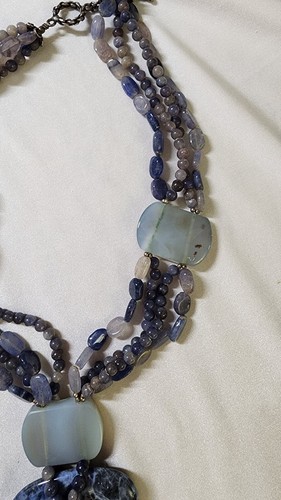 Amy Kahn Russell AKR Sterling Silver Druzy Lapis 925 Chunky Necklace Vintage - Picture 5 of 10