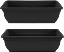 Set Of 2 Trough Plant Pot Long Plastic Planter Outdoor Garden Window Herb Flower
