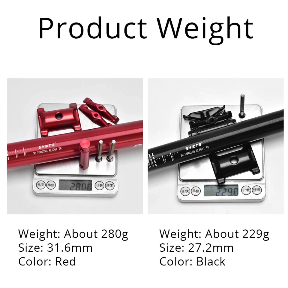 Tija de sillín de bicicleta de carretera MTB de alta resistencia tubo de tija de sillín 27,2/31,6 mm 400 mm Foto 4 de 4