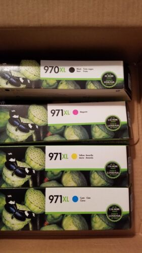 GENUINE SET 4 HP 970XL 971XL INKS OFFICEJET X451dn X576dw CN625AM-CN628A SEALED