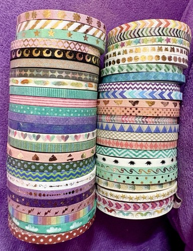 48 Rolls Skinny Washi Tape - Mixed Patterns For Scrapbooking & Card Making
