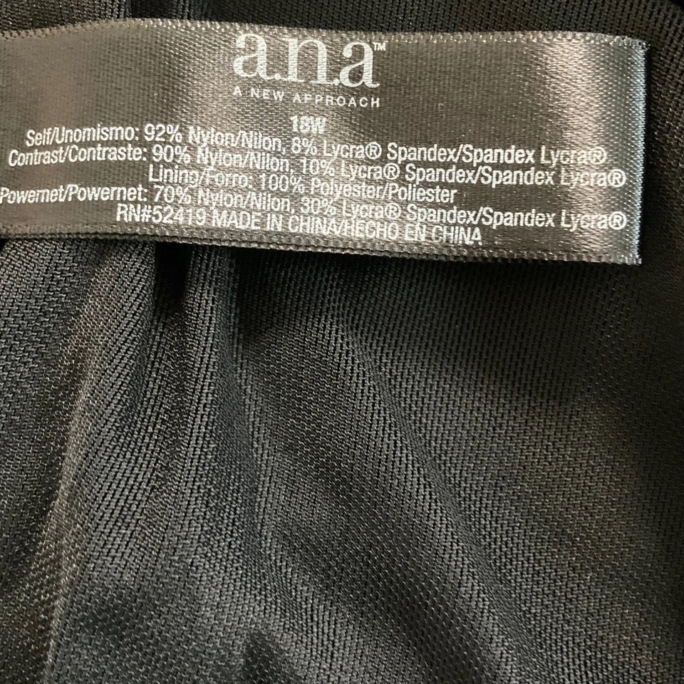 Ana Black V-Neck Ruched Flattering One Piece Swimsuit 18W - Image 3 of 4