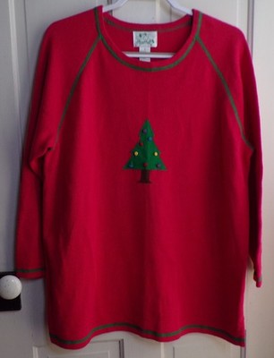 Vintage Quacker Factory Red Christmas Tree Crew Neck Sweater  Size 1X