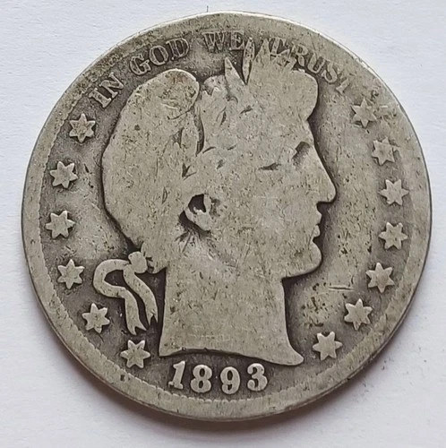 1893-O Barber Silver Half Dollar Good, New Orleans Mint 50C coin