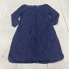Vince Camuto Dress Womens 10 Blue Lace 3/4 Sleeve Shift Party Wedding Cocktail