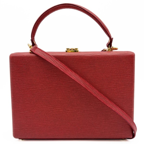 FENDI Vintage Red Leather Trunk Bag Convertible Short Crossbody Pre-owned Auth