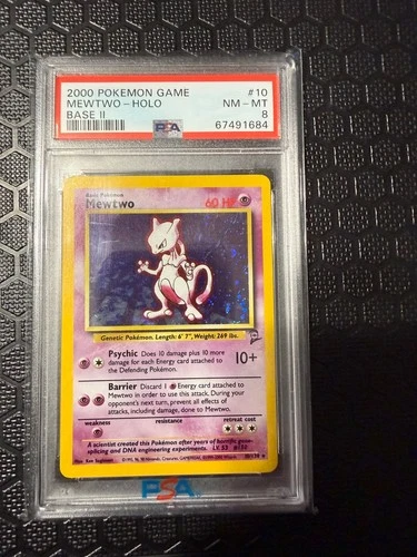 2000 POKEMON BASE SET 2 #10 MEWTWO-HOLO PSA 8
