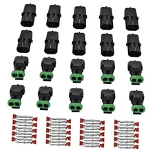  Kit 2 Pin Waterproof Connector for 20-14 AWG Wire Harness 2.5mm 2 pin way 10