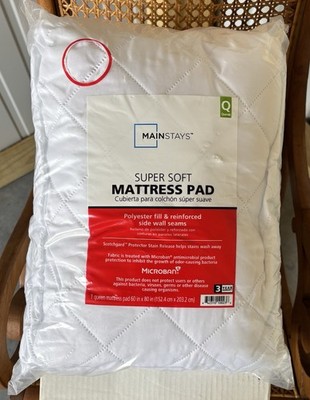 Mainstays Super Soft Queen Mattress Pad Polyester Microban Scotchgard